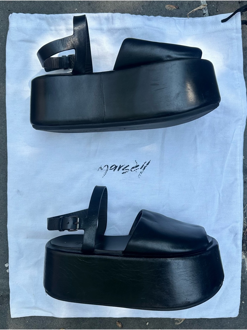 Marsell Black Leather Platform Sandals - Picture 3 of 8